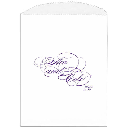 Romantic Script Wax Lined Cake Bags